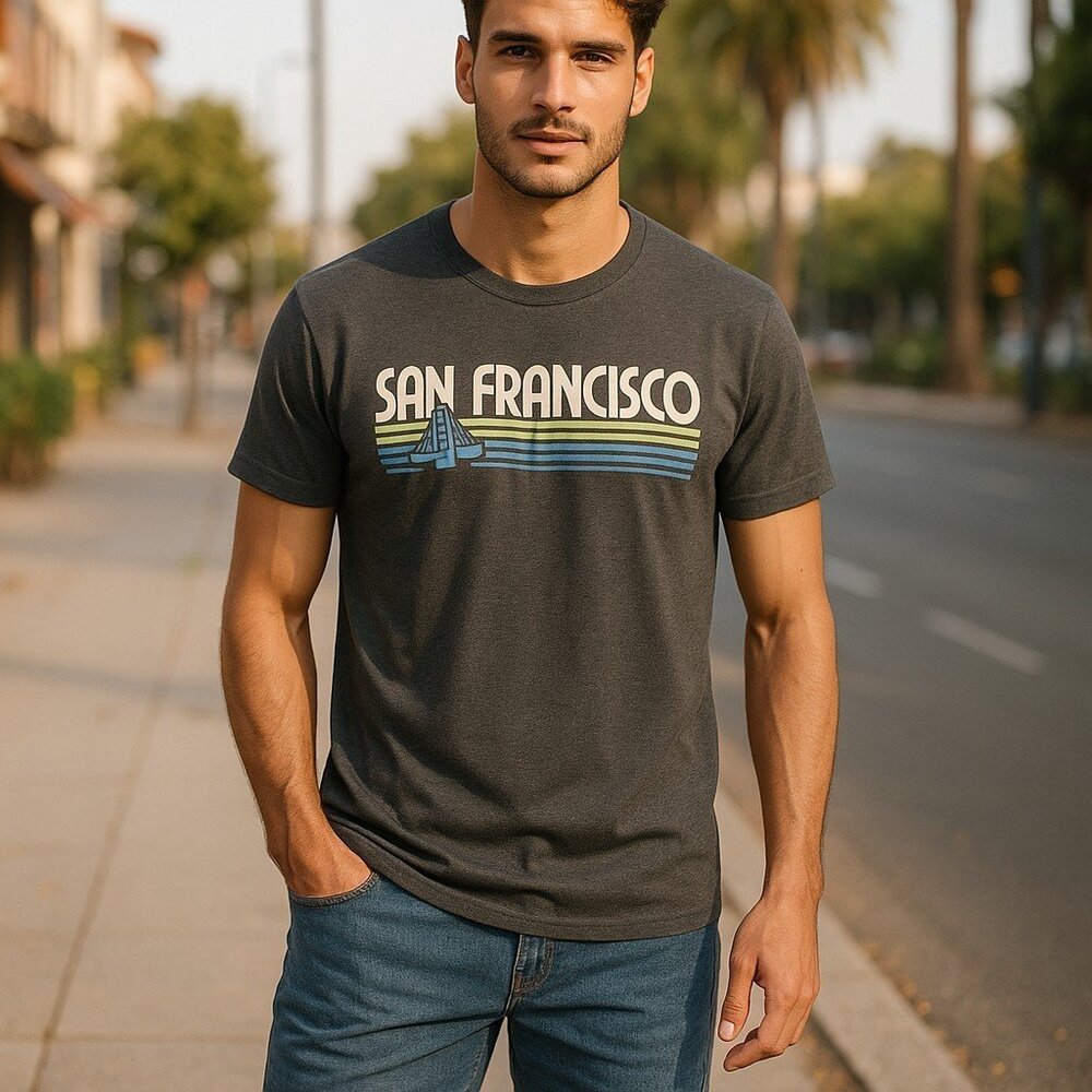 SAN FRANCISCO CALIFORNIA Short Sleeve Tee Mens S Charcoal Gray Skater Cali